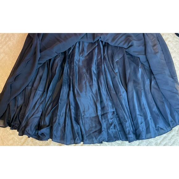 New With Tags BlackTie Neiman Marcus Formal Silk Long Full Navy Skirt Size 4 - Picture 10 of 13
